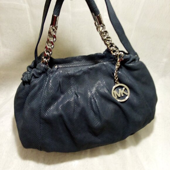 Michael Kors Navy Nappa Soft Leather Satchel, EUC - Picture 1 of 12